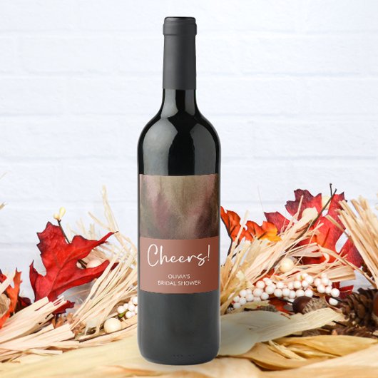 Herfst Aquarel Bos Terracota Bruiloft Feest Wijn Etiket