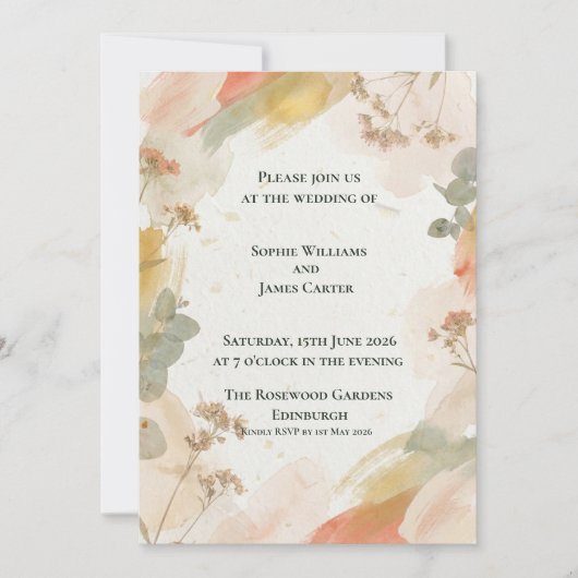 Herfst Aquarel Botanische Trouw Uitnodiging (Voorkant)