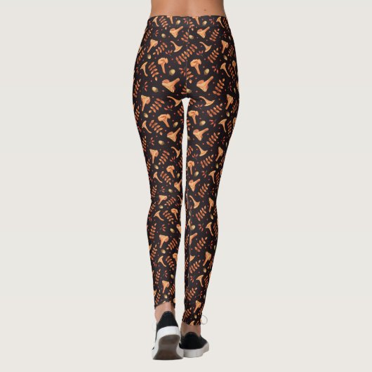 Herfst Aquarel Cantharellen Eikels Bladeren Leggings (Achterkant)