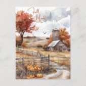 Herfst Aquarel Herfststemming op het Platteland Briefkaart (Voorkant)