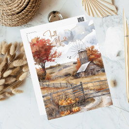 Herfst Aquarel Herfststemming op het Platteland Briefkaart