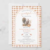 Herfst Aquarel Kalkoen Gingham Thanksgiving Kaart (Voorkant)