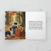 Herfst Aquarel Kinderen & Border Collie Nostalgisc Kaart (Binnen)