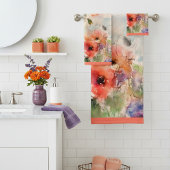 Herfst aquarel klaprozen badhanddoekenset bad handdoek