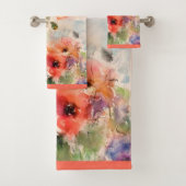 Herfst aquarel klaprozen badhanddoekenset bad handdoek (Insitu)