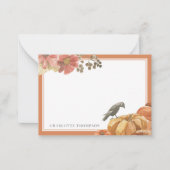 Herfst Aquarel Kraai en Pompoenen Aangepaste Naam Notitiekaartje (Voorkant)