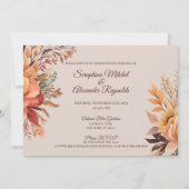 Herfst Aquarel Landelijke Bloemige Bruiloft Kaart (Achterkant)