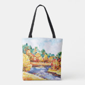 Herfst aquarel landschap met aanpasbare tekst  tote bag (Achterkant)