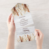 Herfst Aquarel Pampagras Bruiloft All In One Uitnodiging (Afscheurbaar)