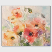 Herfst aquarel papavers  cadeaupapier (Vlak)
