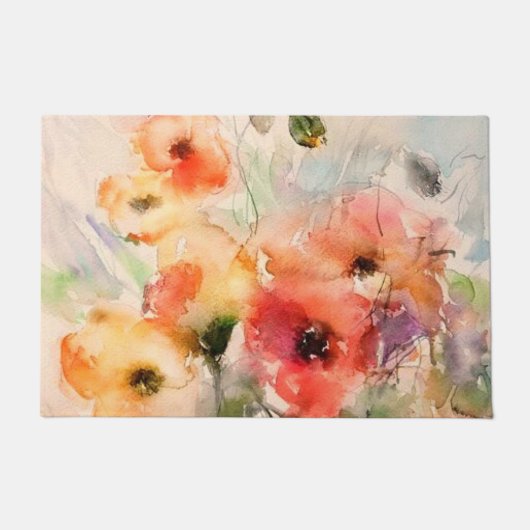 Herfst aquarel papavers deurmat (Voorkant)