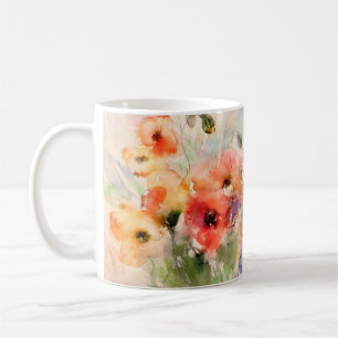 Herfst aquarel papavers koffiemok