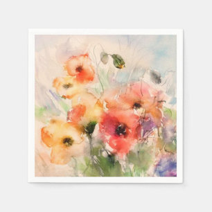 Herfst aquarel papavers servet