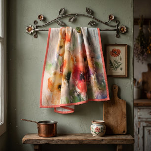 Herfst aquarel papavers theedoek