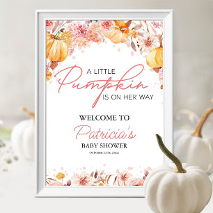 Herfst Aquarel Pompoen Baby Shower Welkom Bord Poster