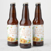 Herfst Aquarel Pompoen Bloemige Thanksgiving Bier Etiket (Flessen)