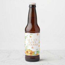 Herfst Aquarel Pompoen Bloemige Thanksgiving   Bier Etiket
