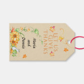 Herfst Aquarel Pompoen Bloemige Thanksgiving Cadeaulabel (Voorkant (Horizontaal))