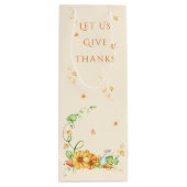 Herfst Aquarel Pompoen Bloemige Thanksgiving   Wijn Cadeautas (Achterkant)