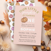 Herfst Aquarel Pompoen Eerste Verjaardagsuitnodigi