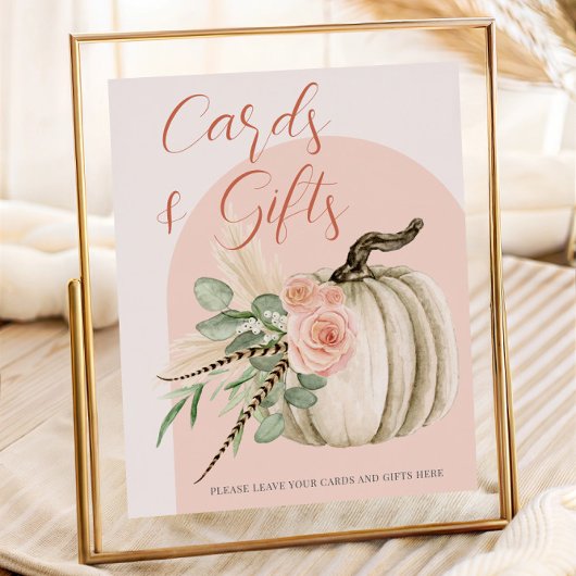 Herfst Aquarel Pompoen Roze Kaarten & Gift Tafel Poster