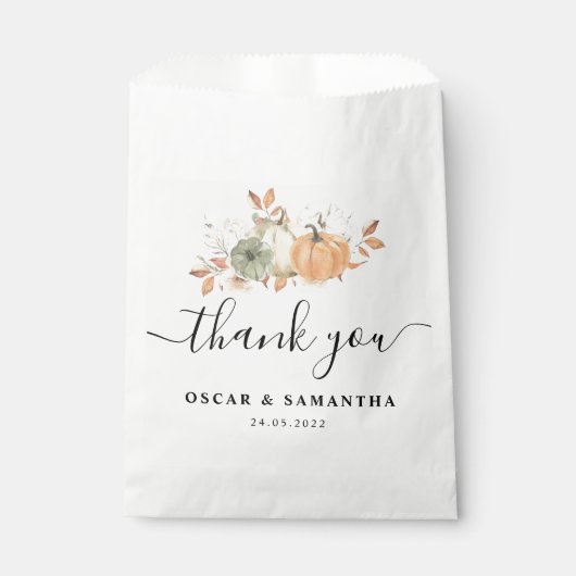 Herfst Aquarel Pompoenen & Bloemen Bedankzakje (Voorkant)