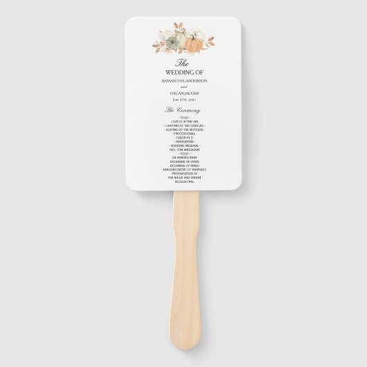 Herfst Aquarel Pompoenen & Bloemen Handwaaier (Voorkant)