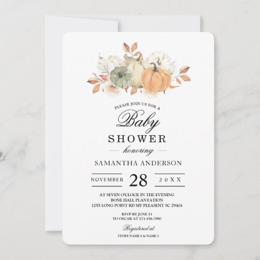 Herfst Aquarel Pompoenen & Bloemen Kaart (Voorkant)