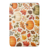Herfst Aquarel Pompoenen, Herfstbladeren & Bos Badmat (Voorkant Verticaal)