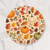Herfst Aquarel Pompoenen, Herfstbladeren & Bos Bedankjes Labels (Voorkant)