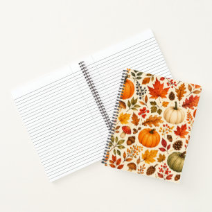 Herfst Aquarel Pompoenen, Herfstbladeren & Bos Notitieboek