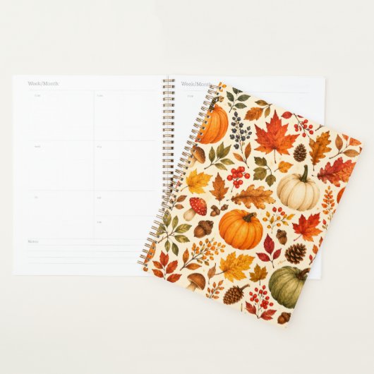 Herfst Aquarel Pompoenen, Herfstbladeren & Bos Planner (Display)