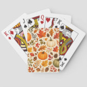 Herfst Aquarel Pompoenen, Herfstbladeren & Bos Pokerkaarten (Achterkant)