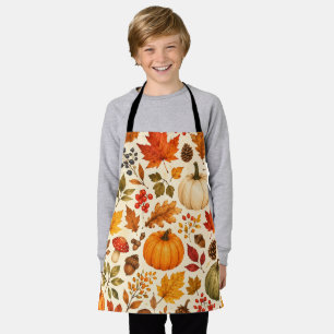 Herfst Aquarel Pompoenen, Herfstbladeren & Bos Schort