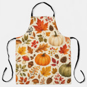 Herfst Aquarel Pompoenen, Herfstbladeren & Bos Schort (Voorkant)