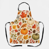 Herfst Aquarel Pompoenen, Herfstbladeren & Bos Schort (Voorkant)