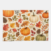 Herfst Aquarel Pompoenen, Herfstbladeren & Bos Theedoek (Horizontaal)