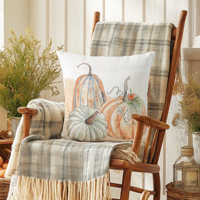 Herfst Aquarel Pompoenen Kussen (Cozy Fall Home Decorative Throw Pillow)