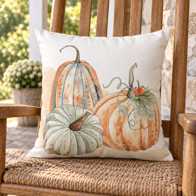 Herfst Aquarel Pompoenen Kussen (Cozy Fall Home Decorative Throw Pillow)