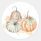 Herfst Aquarel Pompoenen Ronde Sticker (Voorkant)
