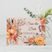 Herfst Aquarel Rustieke Bloem Save the Date Kaart (Staand voorkant)