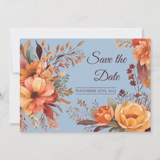 Herfst Aquarel Rustieke Bloem Save the Date Kaart (Voorkant)