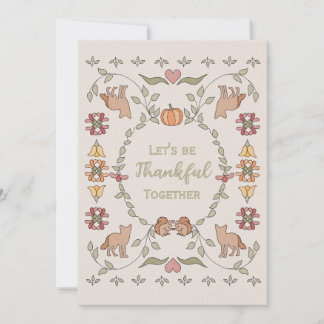 Herfst Aquarel Vos Eekhoorn Thanksgiving Kaart