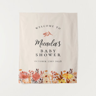 Herfst Aquarel Wilde Bloem Baby Shower Welkom Wandkleed