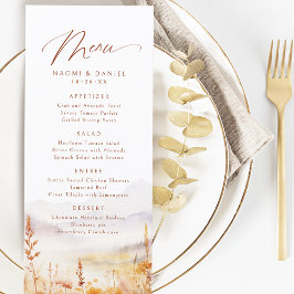 Herfst Aquarel Wilde Bloem Berg Rustieke Bruiloft Menu