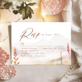 Herfst Aquarel Wilde Bloem Berg Rustieke Bruiloft RSVP Kaartje