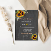 Herfst Aquarel Zonnebloemen Schoolbord Bruiloft RSVP Kaartje