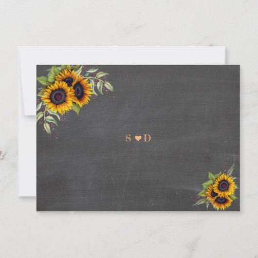 Herfst Aquarel Zonnebloemen Schoolbord Bruiloft Save The Date (Achterkant)
