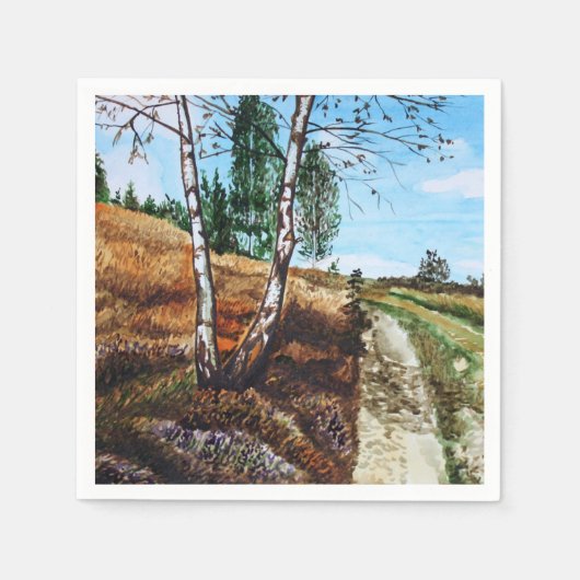 Herfst aquarelschildering servet (Voorkant)