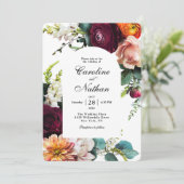 Herfst  Arched Lijst Floral Wedding Kaart (Staand voorkant)